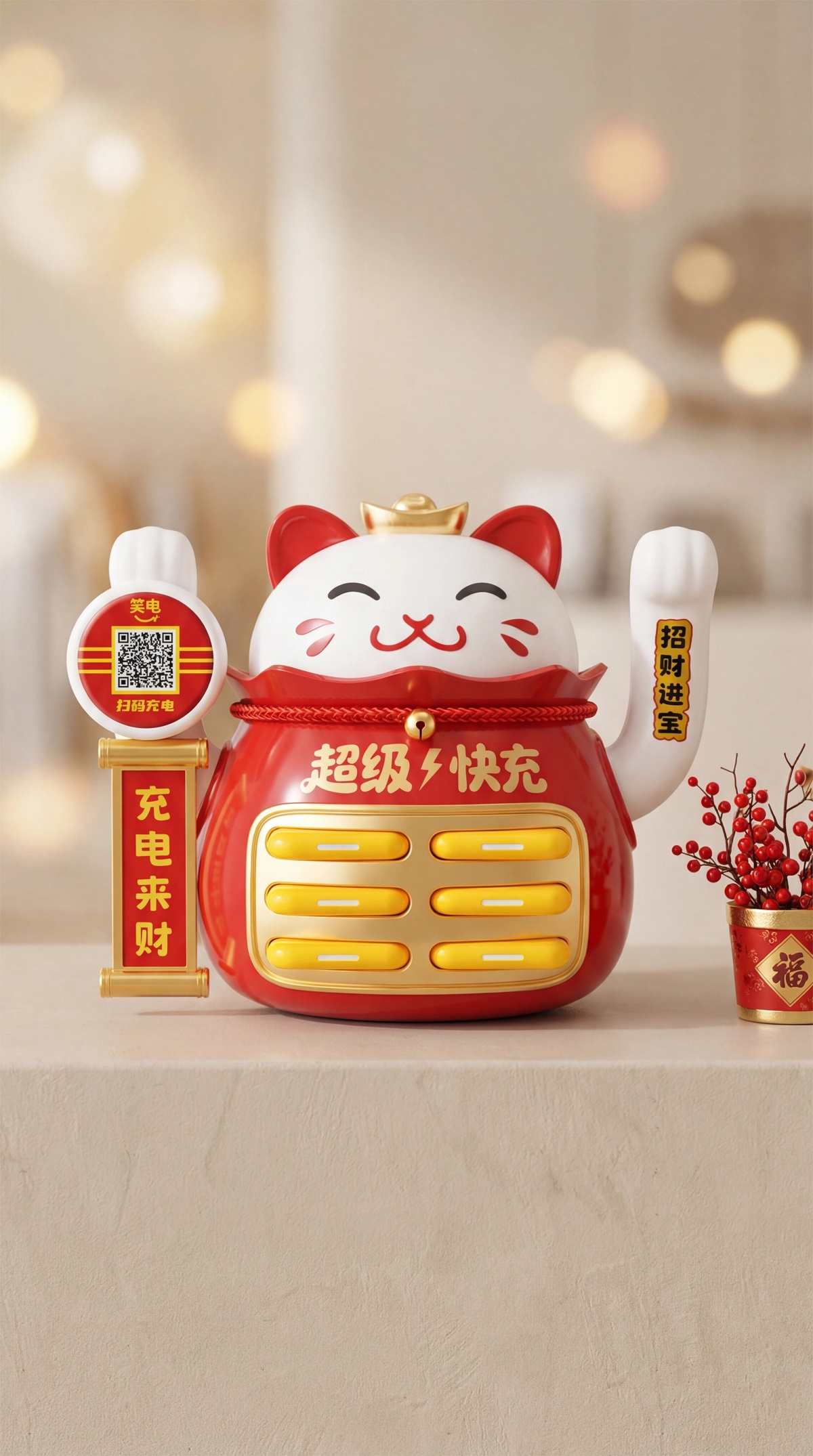 6口招财猫共享充电宝应用场景