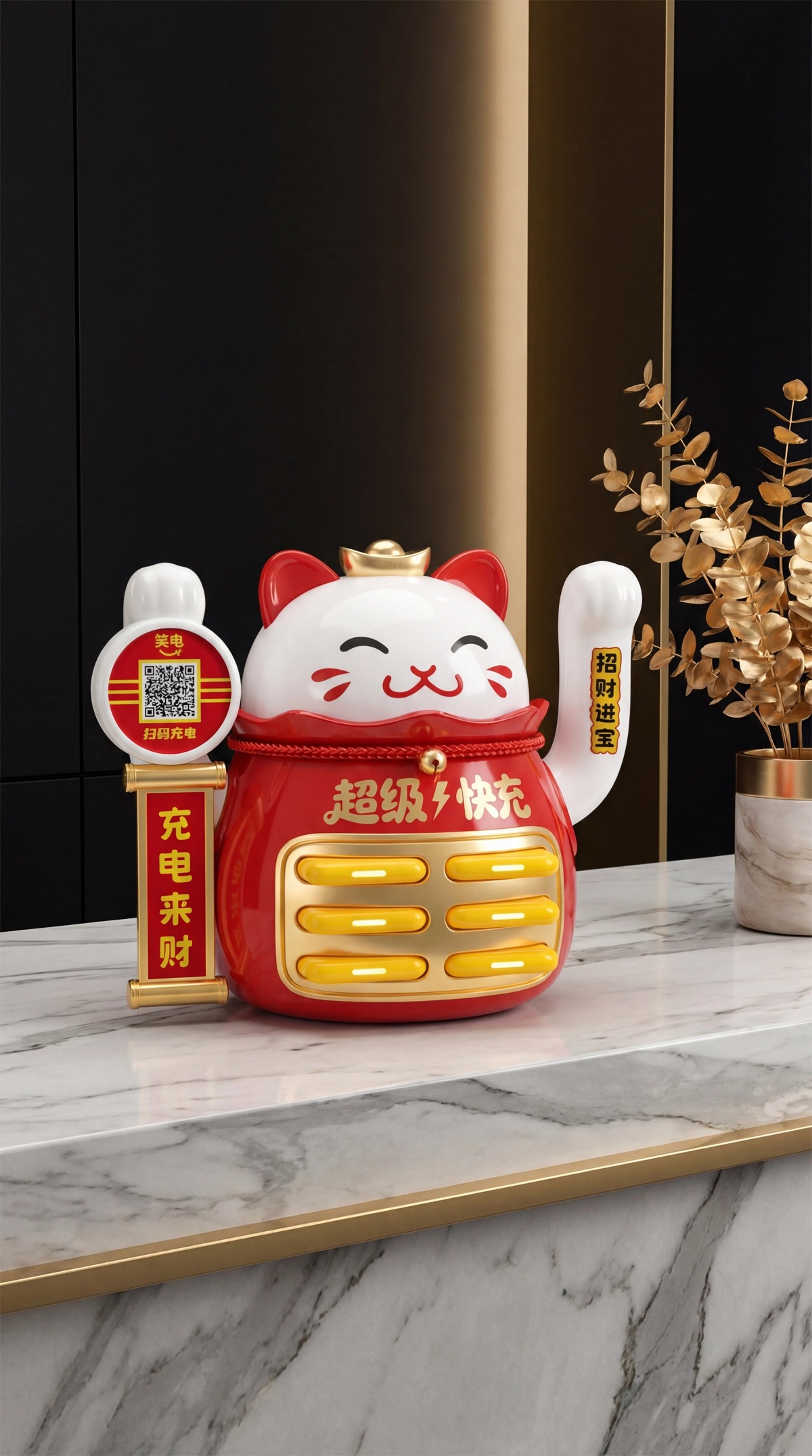 6口招财猫共享充电宝应用场景
