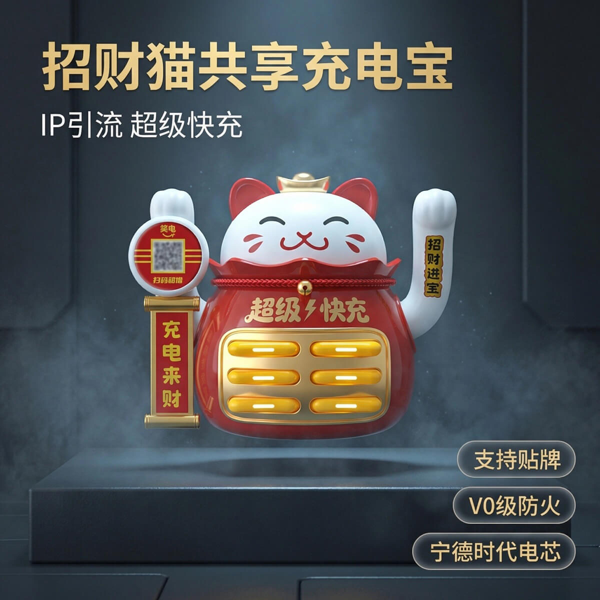 笑电共享充电宝品牌logo设计实拍图