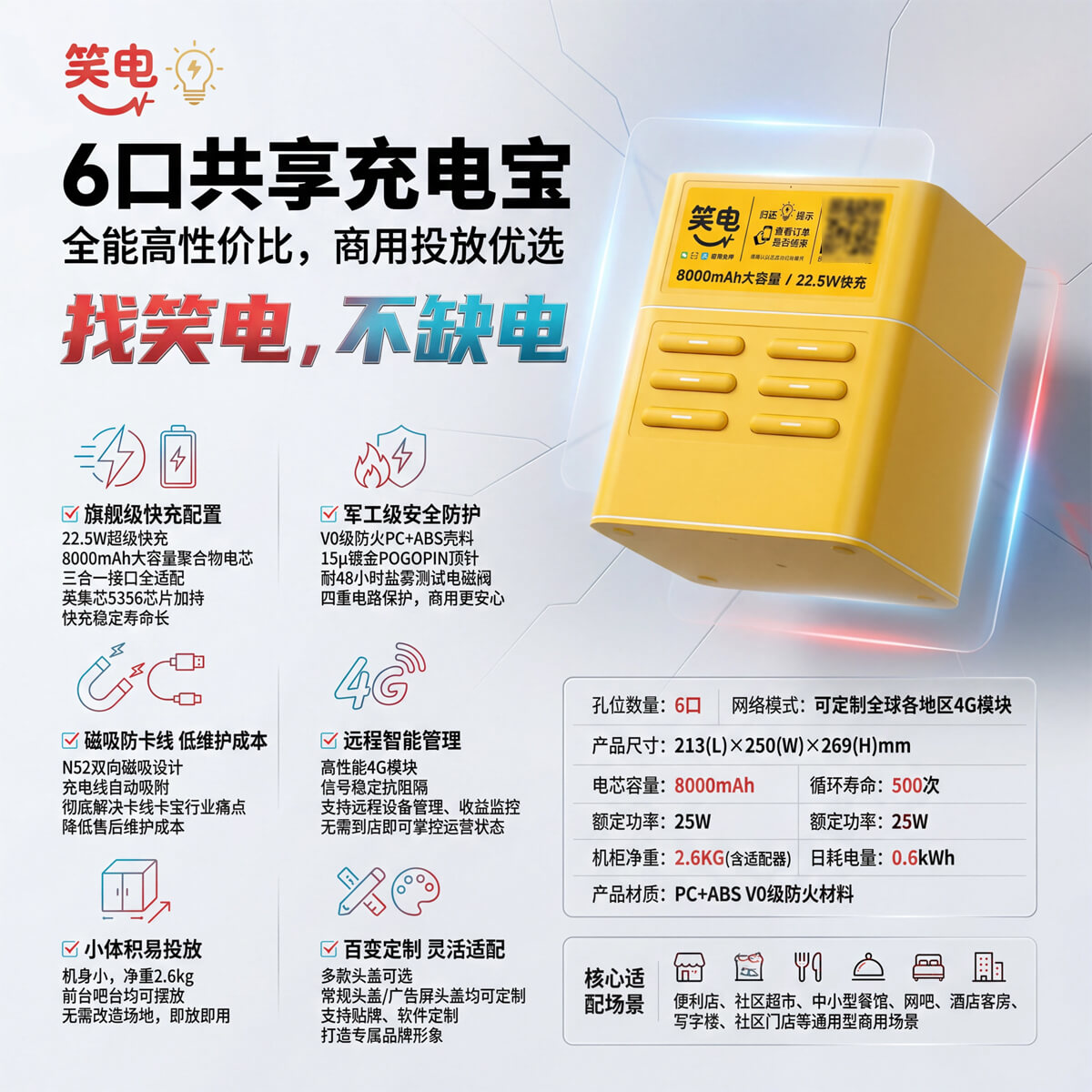笑电全系列商用共享充电宝实拍图